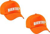 2x stuks Koningsdag pet / cap - Biertje - oranje voor volwassenen - bier - EK / WK petje