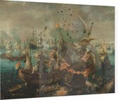 Slag bij Gibraltar in 1607, Cornelis Claesz. van Wieringen - Foto op Plexiglas - 80 x 60 cm