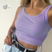 Crop Top Lente - Top - Topje - Ruches Tie Boog - Zomer Collectie - Tank Top - Tie Up Cropped Top - Paars