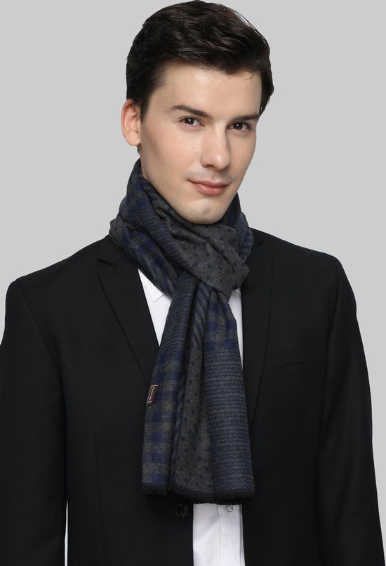 Heren sjaal blauw - mannen shawl - geblokt - gestreept | bol.com