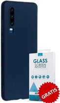 Siliconen Backcover Hoesje Huawei P30 Blauw - Gratis Screen Protector - Telefoonhoesje - Smartphonehoesje