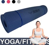 Falcon Fit - Fitness Mat - Yoga Mat - Sportmat - Anti Slip - Thuis Sport - 183 x 61 x 0,8 cm - Inclusief Draagriem - Blauw