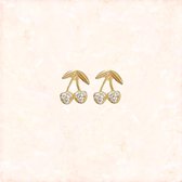 Jobo By JET - Kersen oorbellen - knopjes - Goud - diamantjes