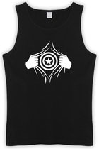 Zwarte Tanktop met  " Captain America " print Wit size L