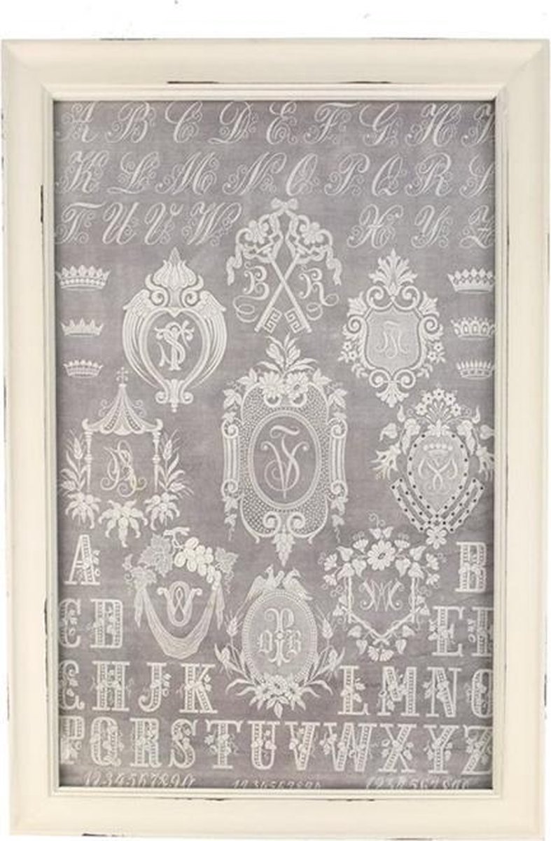 Lijstje hout wit Monogram, 34x23,5cm