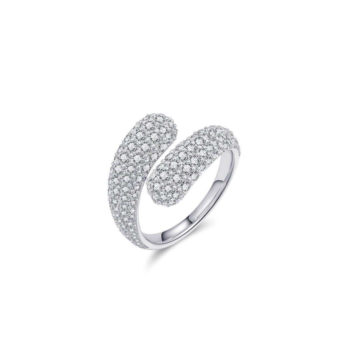 Gisser Jewels - Ring - Slagring Volledig gezet met Zirkonia Stenen - 14mm Breed - Maat 52 - Gerhodineerd Zilver 925