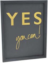 Muurdecoratie bord met goudkleurige tekst ; Yes you can !
