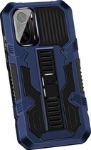 POCO F3 Hoesje - Mobigear - Armor Stand Serie - Hard Kunststof Backcover - Blauw - Hoesje Geschikt Voor POCO F3