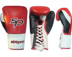 Starpro Pro Fight lace Gloves Layered Foam | Zwart / Rood / Wit (Maat: 10OZ)