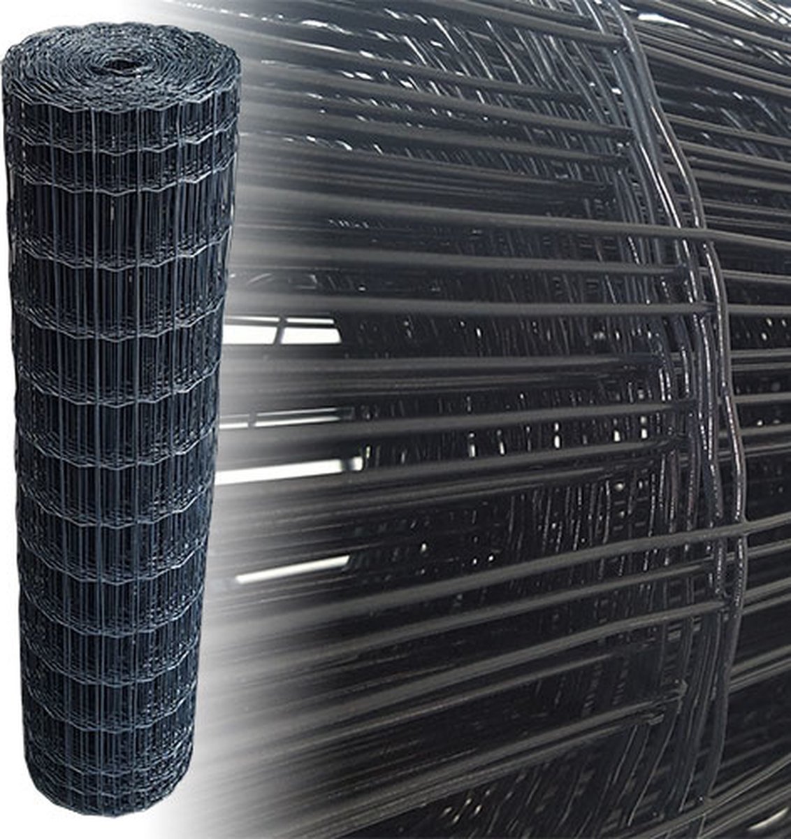 Tuingaas Rol 25m 120cm hoog - 100x50mm maaswijdte 2.1mm draaddikte - Antraciet geplastificeerd