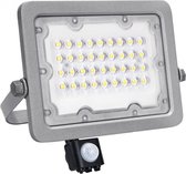 LED Bouwlamp 30 Watt met sensor - Facto Dary - LED Schijnwerper - Natuurlijk Wit 4000K - Waterdicht IP65 - OSRAM LEDs - BES LED