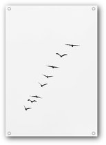 MuurMedia - Wildlife - Tuindoek - 95x130 cm – Birds flying high - tuinposter - tuin decoratie - tuinposters buiten - tuinschilderij