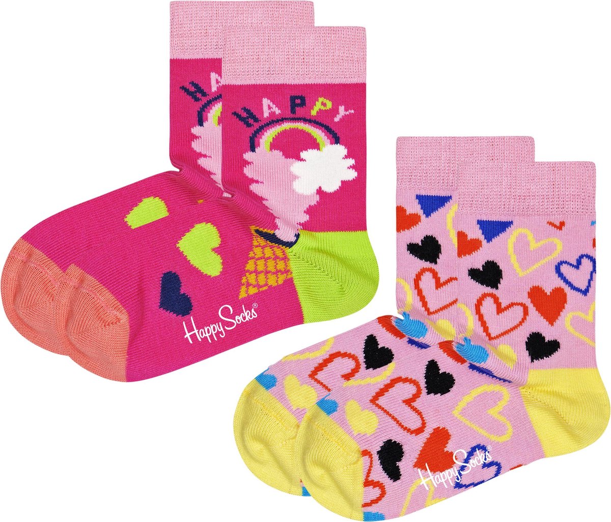 Happy Socks KHAL02-3500 2-pack Kids Happy Love Socks - maat 0-12M - Happy Socks