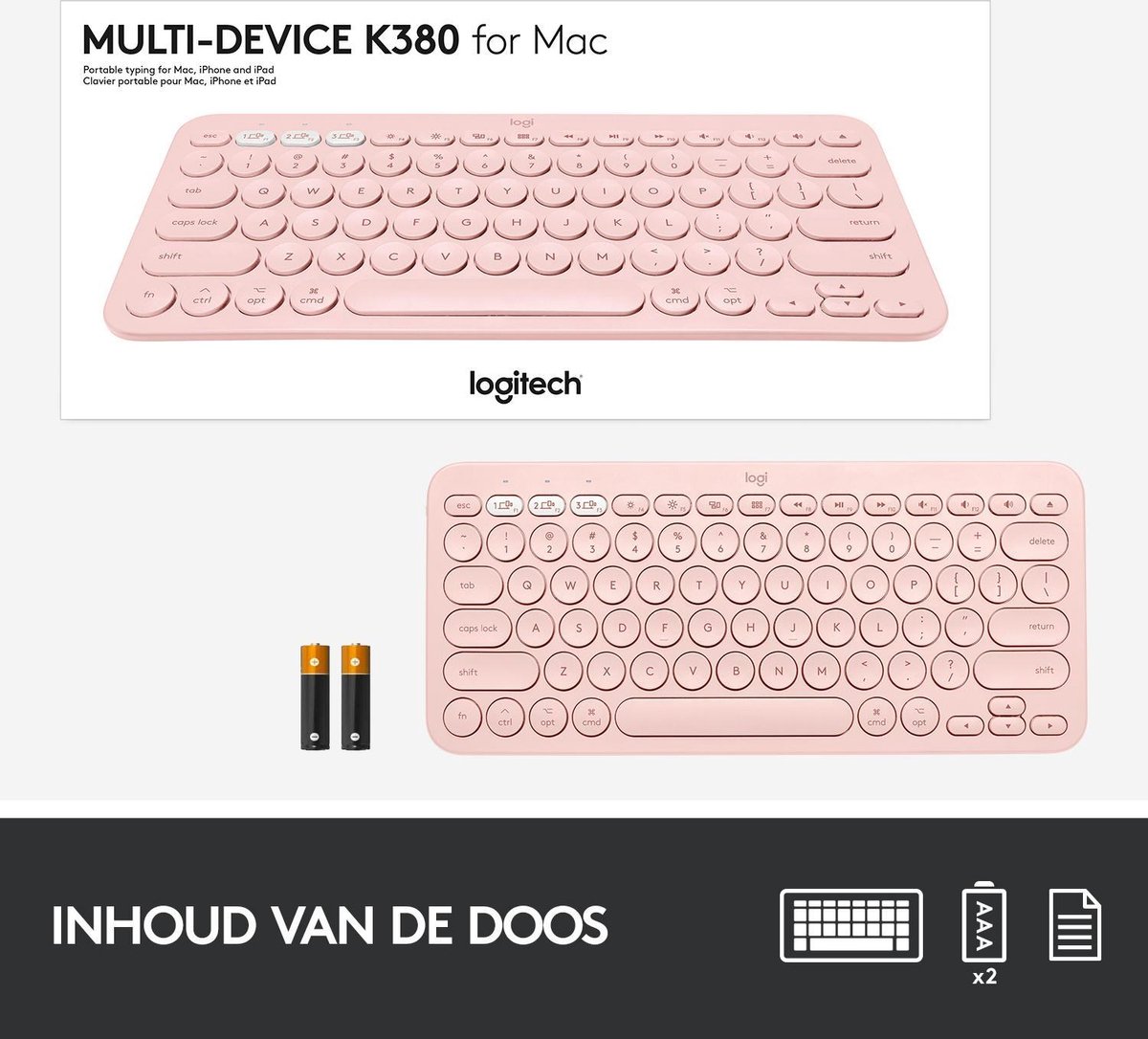 Clavier sans fil Bluetooth Logitech K380 – Jusqu'à 3 périphériques  simultanément – Blanc – ECI-Solutions