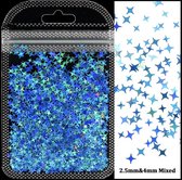 Holografische nail glitter – 3D vorm – ster – blauw
