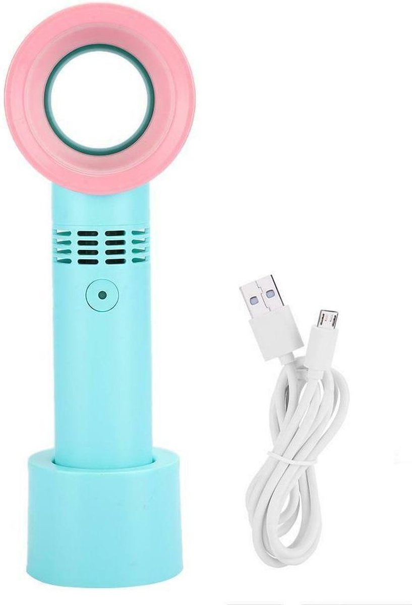 Koelte&Zo Draadloze Handventilator Groen/Roze – USB Ventilator – Mini Ventilator – Aircooler – Tafelventilator