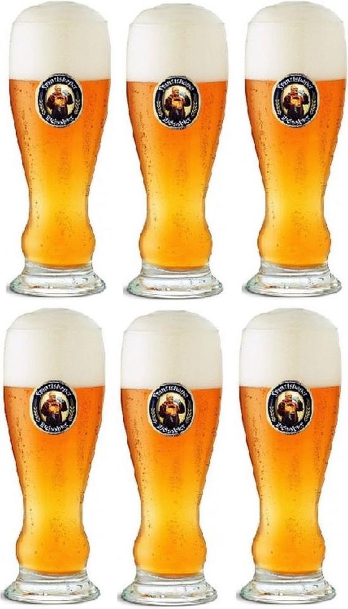 Franziskaner Weizen Bierglazen 330 ml - Set van 6 glazen voor tarwebier - Weizenbier glazen voor schuimige bieren - Vaatwasserbestendig - Helder glas - 210 mm hoog - Glaswerk - Bierglazen