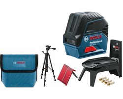 Bosch GCL 2-15 Kruislijnlaser met loodlijnfunctie in tas & statief (BT 150) - 15m