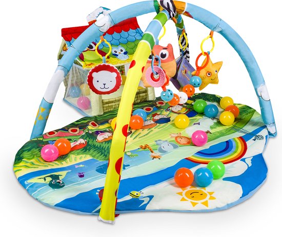 Lionelo Imke Plus - Speelkleed - 30 ballen inbegrepen - Grote matmaat 90x85x48 cm - Ontwikkelt baby's zintuigen