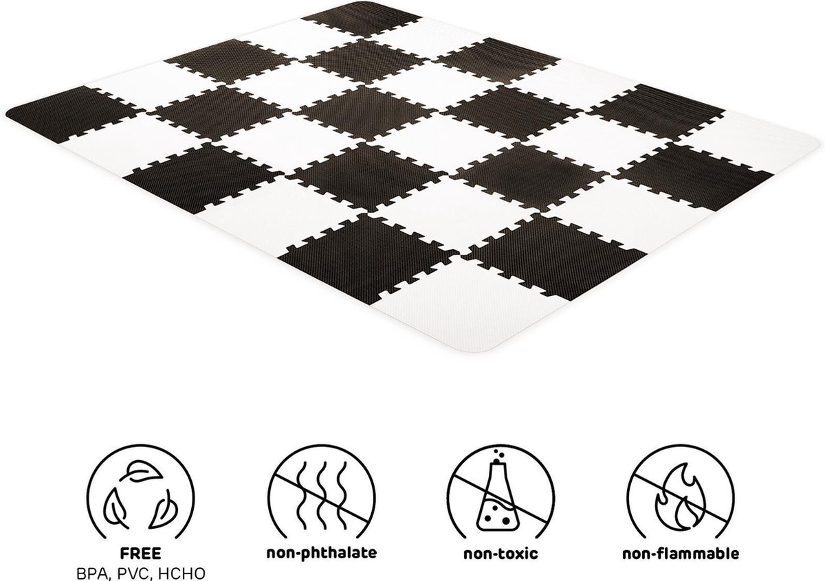 Kinderkraft speelkleed LUNO, puzzelmat, educatieve speelmat, zachte puzzelvormige vloertegels, waterdicht, eenvoudige reiniging, zonder giftstoffen, opvouwbaar, baby's, peuters, geel | Pakske