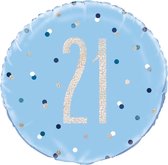 Helium Ballon 21 Jaar Blauw 45cm leeg