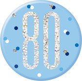 Button 80 Jaar Blauw 7cm
