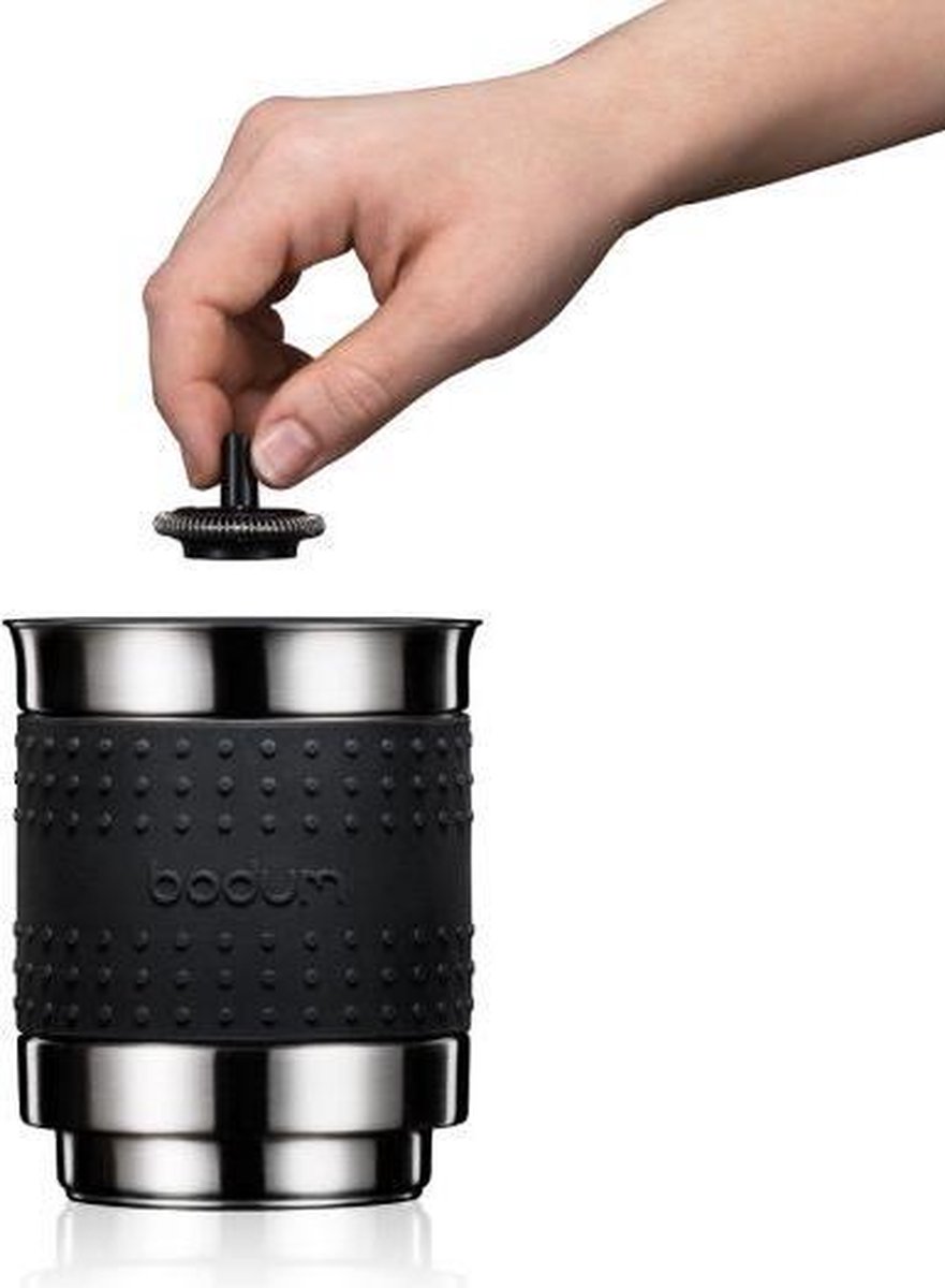 Bodum 1446-01 Latteo Melkopschuimer, borosilicaatglas - 0,25 L, zwart/transparant