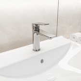 Huckle Wastafelkraan - Koud en warm water - Badkamerkraan - medium uitloop - Fonteinkraan - Inclusief aansluiting - Chroom