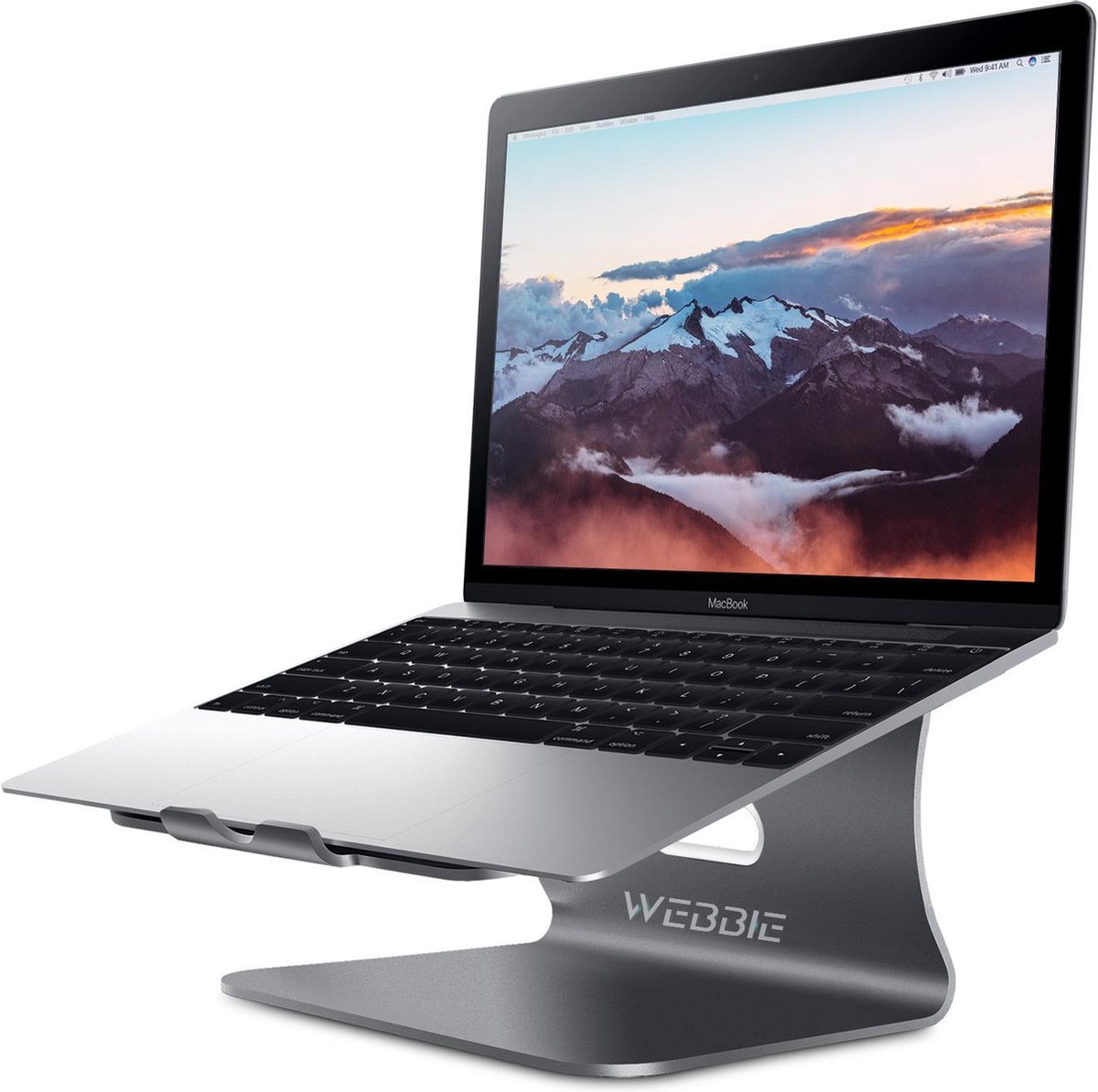 Webbie - Laptop standaard - Geschikt voor Apple Macbook Air, Pro, Ipad, Chromebook, HP laptop - Ergonomische Laptopstandaard - Laptoptafel Universeel - Anti Slip - Grijs