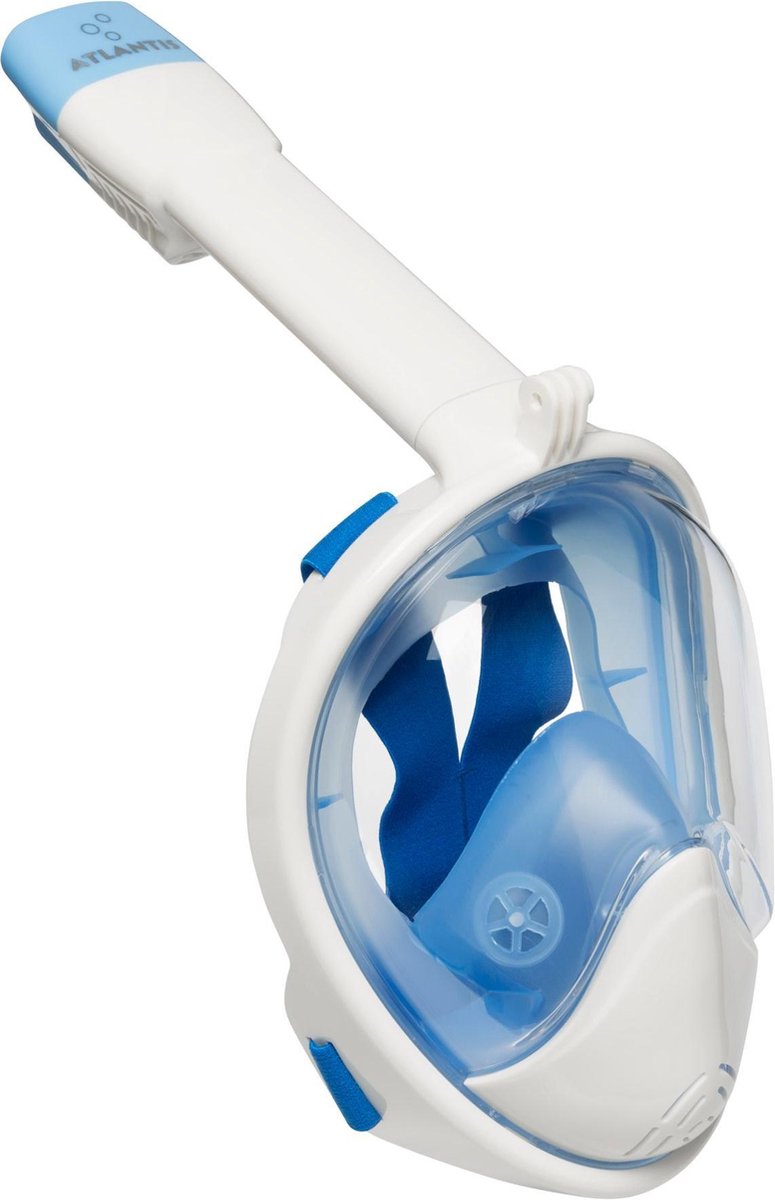 Atlantis Snorkelmasker 2.0 - Duikbril - Snorkel - Snorkelset - Full Face Masker - Volwassenen - Wit/Blauw - L/XL