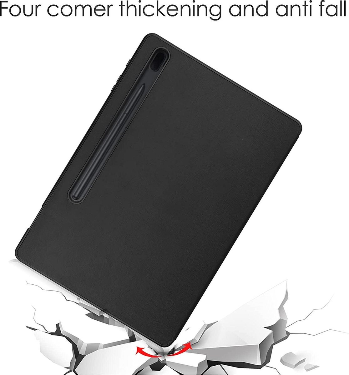 Samsung Galaxy Tab S7 hoes - Étui pour tablette Smart Tri-Fold avec porte- stylo - Zwart