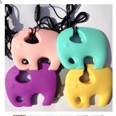 Kauwketting - Teething necklace - Bijtketting - Olifant - Paars