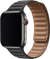 Wabando Leren Link Bandje Threads Zwart compatibel met Apple Watch 41/40/38 mm