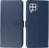Samsung Galaxy A42 5G Hoesje - Book Case Telefoonhoesje - Kaarthouder Portemonnee Hoesje - Wallet Cases - Navy