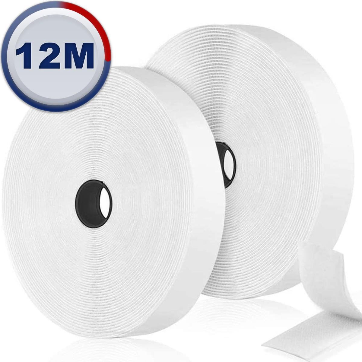 AWEMOZ Klittenband Zelfklevend - Witte Velcro - Klussen - 2 x 12 m Velcro Tape - 2 cm breed