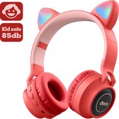 Les écouteurs Kinder DOBI par doobs - casque sans fil Bluetooth avec des oreilles de chat LED rouge - ENFANTS - VOLUME PRESCRIPTION - 85DB