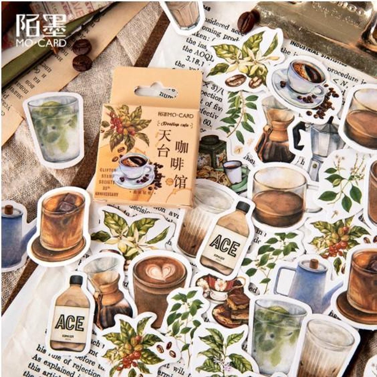 46 Sticker Rondom Koffie - Thema Koffie en Koffieplanten En Bonen - C051 - Voor Scrapbook Of  Bullet Journal - Stickers Voor Volwassenen En Kinderen - Agenda Stickers - Decoratie Stickers — afbeelding 3