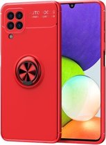 Voor Samsung Galaxy A22 4G Metalen Ring Houder 360 Graden Roterende TPU Case (Rood)