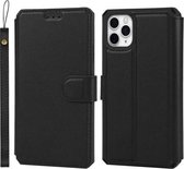 Effen textuur horizontale flip PU lederen tas met houder & kaartsleuven & fotolijst & portemonnee & riem voor iPhone 11 Pro (zwart)