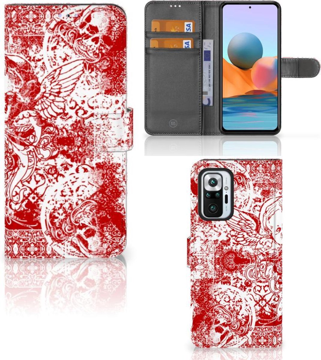Telefoonhoesje met Naam Xiaomi Redmi Note 10 Pro Angel Skull Rood