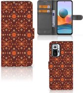 Telefoonhoesje Xiaomi Redmi Note 10 Pro Wallet Book Case Batik Brown