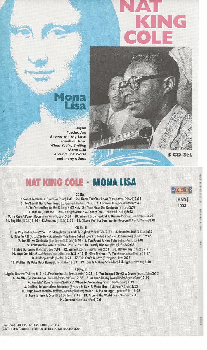 NAT KING COLE - MONA LISA 3 CD BOX