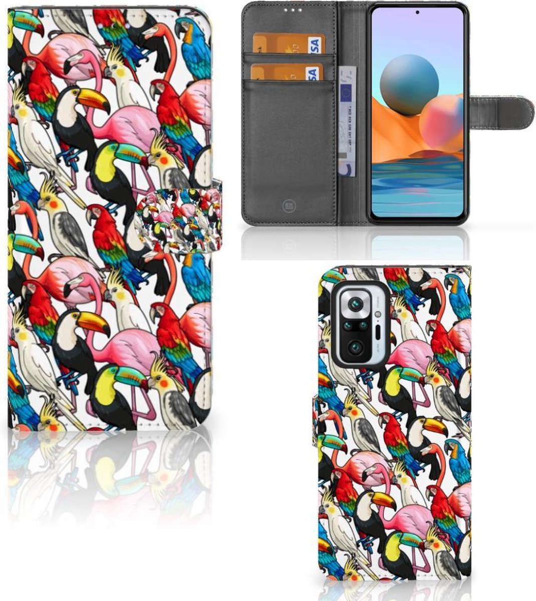Xiaomi Redmi Note 10 Pro Telefoonhoesje met Pasjes Birds