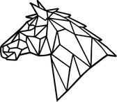 Hout-Kado - Paard zijkant - Large - Zwart - Geometrische dieren en vormen - Hout - Lasergesneden- Wanddecoratie