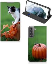 Hoesje Geschikt voor Samsung Galaxy S21 FE Flip Case Kitten
