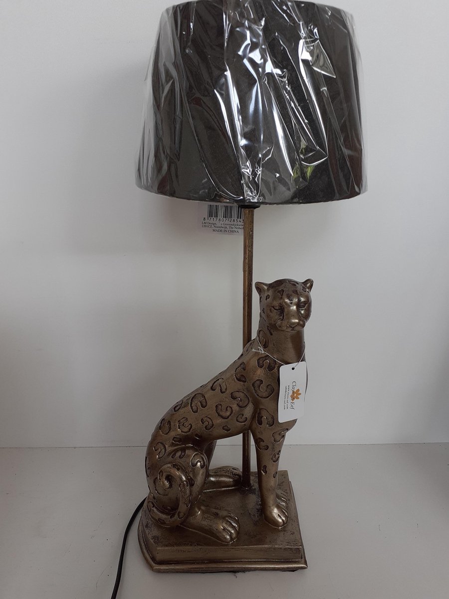 Panter beeld mooie panter als tafellamp van Clayre&Eef inclusief kap en lamp  52x18x20 cm | bol.com
