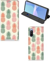 Smartphone Hoesje Sony Xperia 10 III Leuk Bookcase Ananas