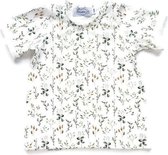 The-dreamstore.com basic baby & kinder t-shirt met omgeslagen mouwen, handgemaakt van tricot met pastel kleurige twijgen.