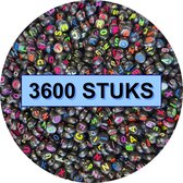 Fako Bijoux® - Letterkralen Rond Bulk - Letter Beads - Alfabet Kralen - Sieraden Maken - 3600 Stuks - Zwart/Fluor