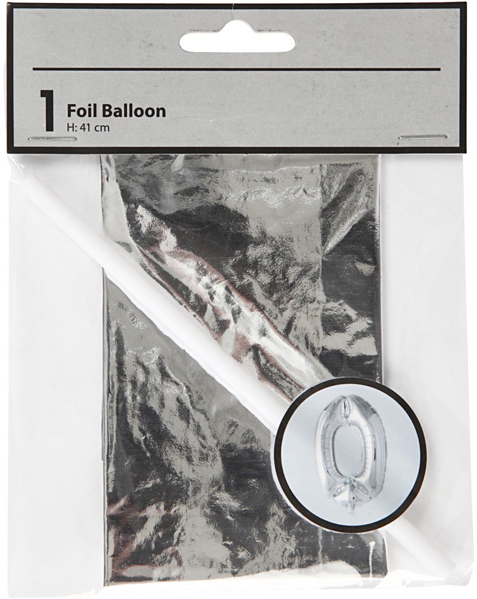 Folieballon , 0, H: 41 cm, zilver, 1 stuk